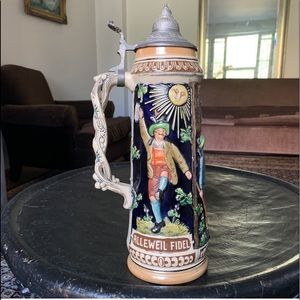 🌞Oktoberfest! Work of Art! Jumbo Vintage German Lidded Beer Stein!
